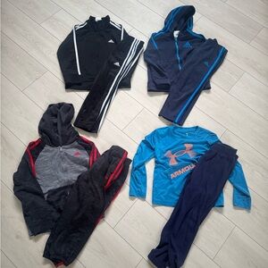 Boys size 5 Adidas and Under Armour Kids Tracksuit Sets (4 sets)